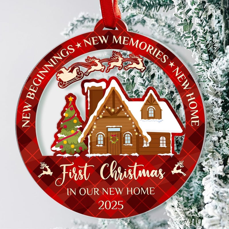 Fastpeace New Home Ornament 2025 – Acrylic Housewarming Christmas Tree Decoration & Keepsake, Modern Holiday Decor Gift for First-Time Homeowners, Couples, or Families - Image 1